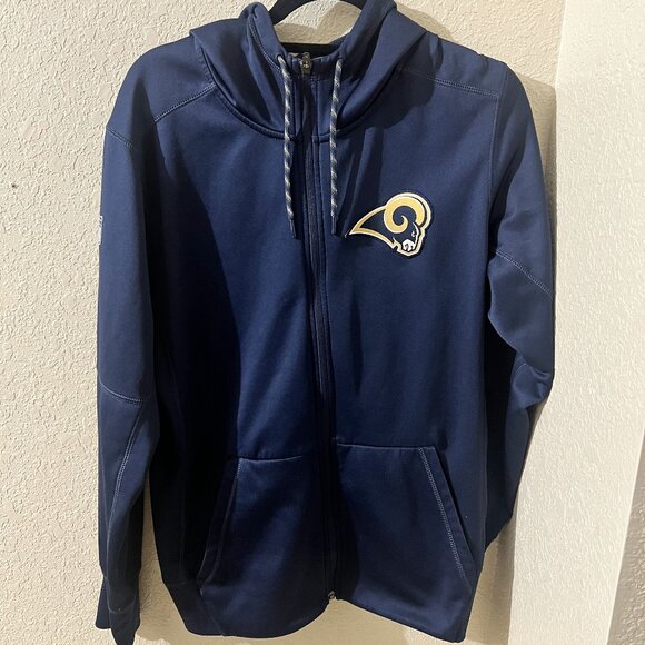 EUC Nike Los Angeles Rams On Field Zip-Up Thermal-Fit Jacket Apparel Navy Blue S - Picture 1 of 5